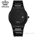 Relojes SMAEL para hombre, marca de lujo, simple, negro, inoxidable